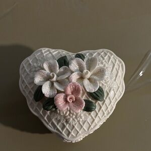 Heart-Shaped Floral Trinket Box